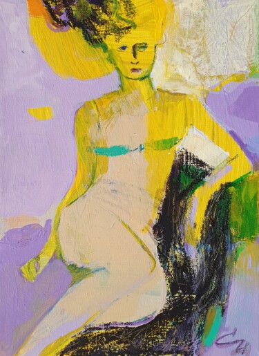 Painting titled "Model" by Victoria Cozmolici, Original Artwork, Acrylic Mounted on Wood Stretcher frame