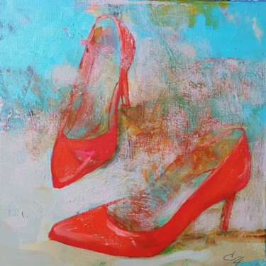 Painting titled "new shoes" by Victoria Cozmolici, Original Artwork, Oil