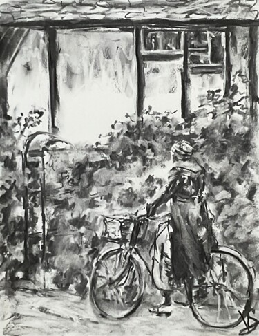 Рисунок под названием "Minnie stops for tea" - Victoria General, Подлинное произведение искусства, Древесный уголь