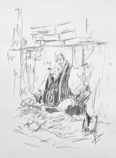 Drawing titled "The tailor." by Victoria General, Original Artwork, Pencil