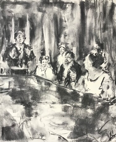 Drawing titled "Family meeting nigh…" by Victoria General, Original Artwork, Charcoal