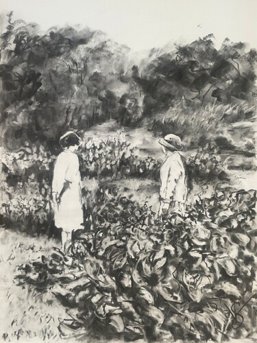 Drawing titled "When she pauses." by Victoria General, Original Artwork, Charcoal