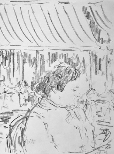 Zeichnungen mit dem Titel "Cafe, hairclip." von Victoria General, Original-Kunstwerk, Wachs