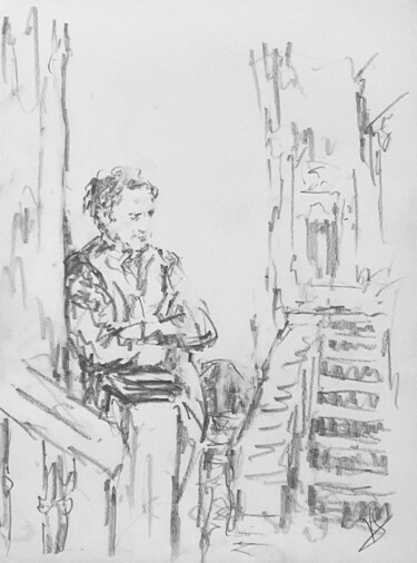 Tekening getiteld "Stairs." door Victoria General, Origineel Kunstwerk, Potlood