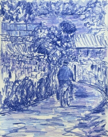 Desenho intitulada "To the lavender fie…" por Victoria General, Obras de arte originais, Cera