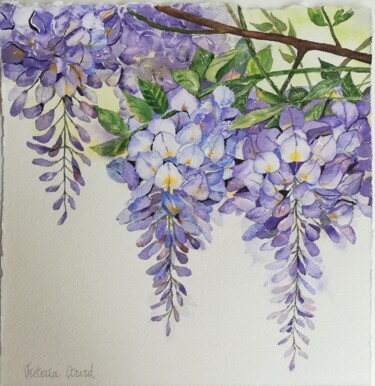 Painting titled "Glycine" by Victoria Girerd, Original Artwork, Watercolor