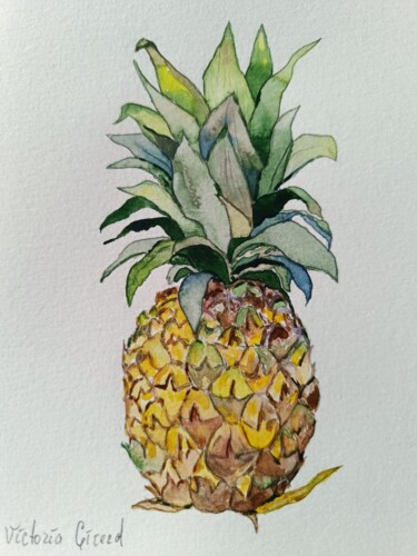 Peinture intitulée "Ananas" par Victoria Girerd, Œuvre d'art originale, Aquarelle