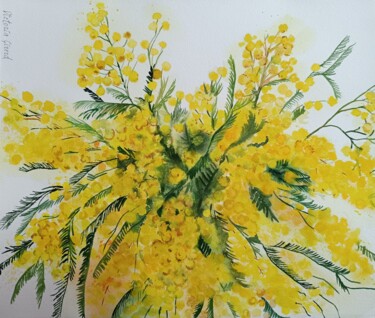 Painting titled "Mimosa" by Victoria Girerd, Original Artwork, Watercolor