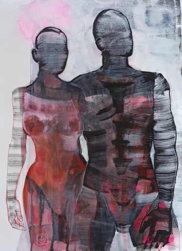 Dessin intitulée "Together. Вместе." par Victoria Golovina, Œuvre d'art originale, Encre