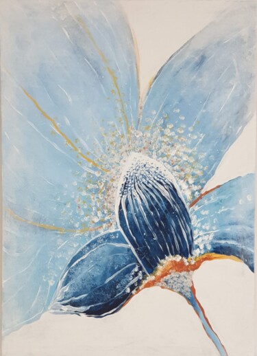 Ζωγραφική με τίτλο "MY DELICATE BLUE FL…" από Victoria Gradinar, Αυθεντικά έργα τέχνης, Ακρυλικό