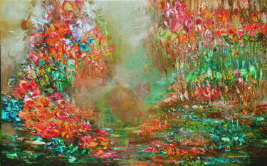 Painting titled "Candy Woods" by Victoria Horkan, Original Artwork, Oil Mounted on Wood Stretcher frame