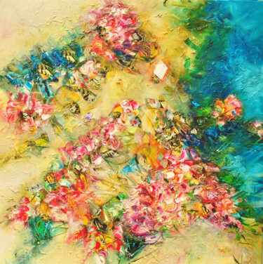 Painting titled "Togetherness" by Victoria Horkan, Original Artwork, Oil Mounted on Wood Stretcher frame