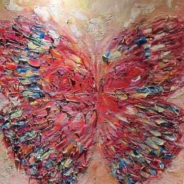 Painting titled "Butterfly" by Victoria Horkan, Original Artwork, Oil Mounted on Wood Stretcher frame