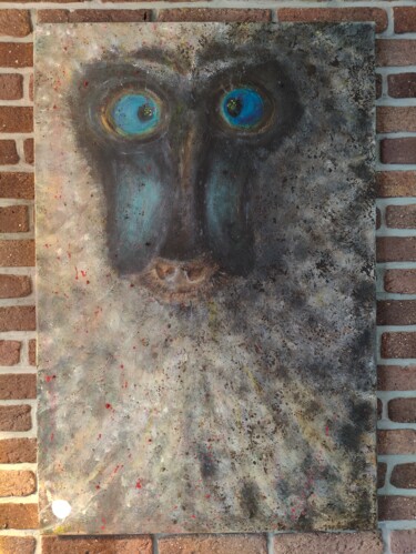 Painting titled "Hervé" by Victoria Lohay, Original Artwork, Acrylic Mounted on Wood Stretcher frame