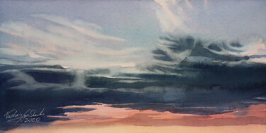 Pittura intitolato "Sky №1" da Victoria Lyashenko, Opera d'arte originale, Acquarello