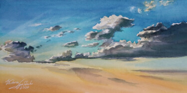 Pittura intitolato "Sky №2" da Victoria Lyashenko, Opera d'arte originale, Acquarello