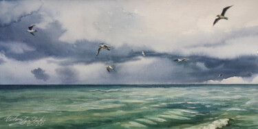 Painting titled "Sky №3" by Victoria Lyashenko, Original Artwork, Watercolor