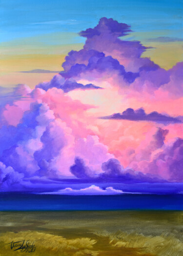 Pittura intitolato "Bright sunset" da Victoria Lyashenko, Opera d'arte originale, Acrilico Montato su Telaio per barella in…
