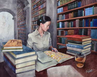 Malerei mit dem Titel "Scientist" von Victoria Lyashenko, Original-Kunstwerk, Aquarell
