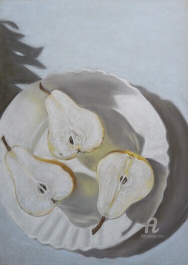 Dessin intitulée "Drei Birnen" par Victoria Richters, Œuvre d'art originale, Pastel