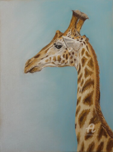 Disegno intitolato "Giraffe" da Victoria Richters, Opera d'arte originale, Pastello