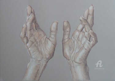 Rysunek zatytułowany „Handbewegung” autorstwa Victoria Richters, Oryginalna praca, Conté