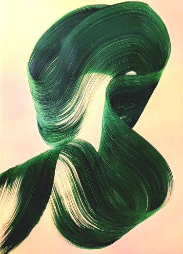 Painting titled "Flow green 2" by Victoria Román, Original Artwork, Acrylic