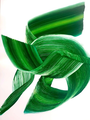 Schilderij getiteld "Flow green2" door Victoria Román, Origineel Kunstwerk, Acryl