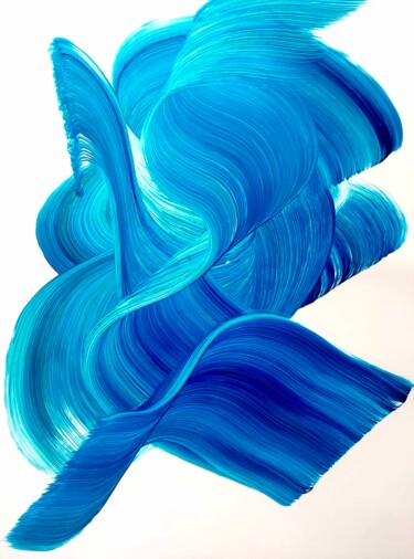 Pintura intitulada "Flow blue" por Victoria Román, Obras de arte originais, Acrílico
