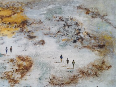 Schilderij getiteld "Exodo 1" door Victoria Román, Origineel Kunstwerk, Acryl Gemonteerd op Houten paneel