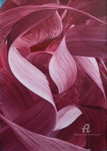 Painting titled "Flow Rosso" by Victoria Roman, Original Artwork, Acrylic