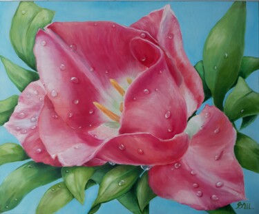 Schilderij getiteld "Tulip Time. Renewal" door Victoria Shevchenko, Origineel Kunstwerk, Olie