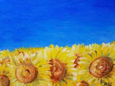 Картина под названием "Sunflowers in Ukrai…" - Victoria Shevchenko, Подлинное произведение искусства, Масло