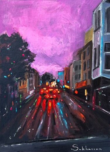 Painting titled "After the Rain City…" by Victoria Sukhasyan, Original Artwork, Acrylic