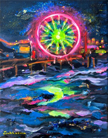 Painting titled "Santa Monica Pier a…" by Victoria Sukhasyan, Original Artwork, Acrylic