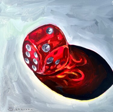 Painting titled "Still Life with Dice" by Victoria Sukhasyan, Original Artwork, Acrylic