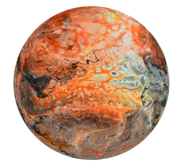 Painting titled "Orange planet" by Viktorija Rutskaja, Original Artwork, Acrylic