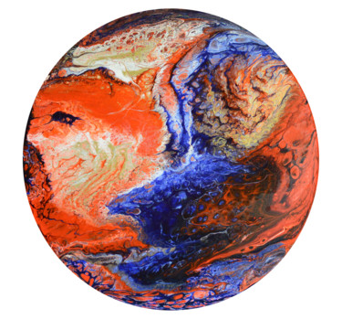 Картина под названием "Orange planet II" - Viktorija Rutskaja, Подлинное произведение искусства, Акрил