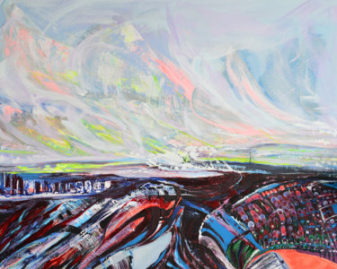 Malerei mit dem Titel "Abstract landscape/…" von Viktorija Rutskaja, Original-Kunstwerk, Acryl