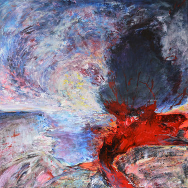 Peinture intitulée "Volcano eruption" par Viktorija Rutskaja, Œuvre d'art originale, Acrylique