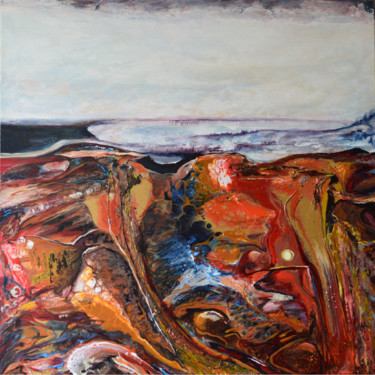 Painting titled "Abstract landscape…" by Viktorija Rutskaja, Original Artwork, Acrylic