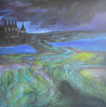 Malerei mit dem Titel "Castle" von Viktorija Rutskaja, Original-Kunstwerk, Acryl
