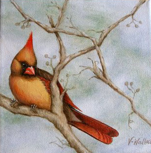 Картина под названием "Northern Cardinal (…" - Victoria Wallace, Подлинное произведение искусства