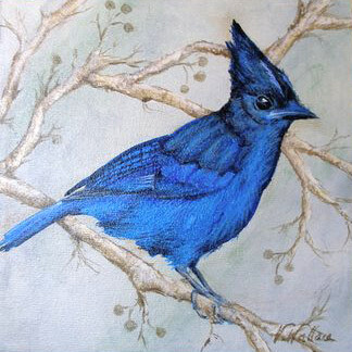 Peinture intitulée "Blue Jay" par Victoria Wallace, Œuvre d'art originale