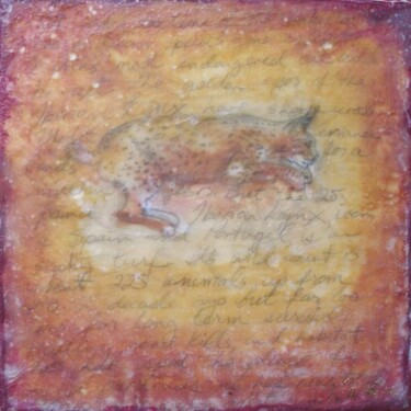 Painting titled "Iberian Lynx" by Victoria Wallace, Original Artwork, Encaustic