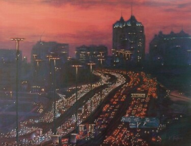 Painting titled "Rush Hour" by Victoria Wallace, Original Artwork, Acrylic
