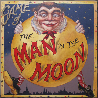 Schilderij getiteld "Man in the Moon" door Victoria Wallace, Origineel Kunstwerk, Olie