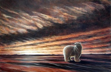 Schilderij getiteld "Arctic Sunrise" door Victoria Armstrong, Origineel Kunstwerk, Acryl