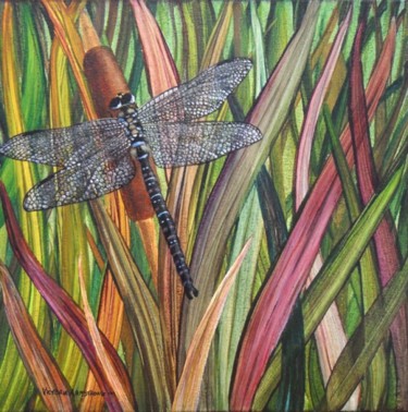 Painting titled "Dragonfly I" by Victoria Armstrong, Original Artwork, Oil