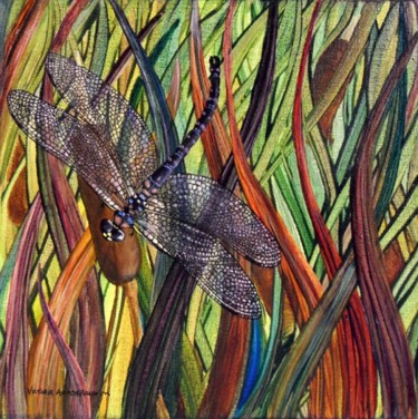 Painting titled "Dragonfly II" by Victoria Armstrong, Original Artwork, Oil